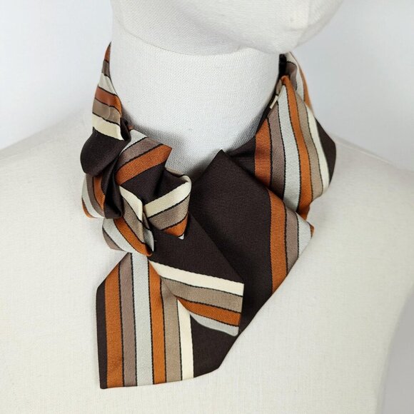 Ogsplosh - Brown And Rust Striped Casual Ascot Tie For Men And Women - NEW - Picture 7 of 8